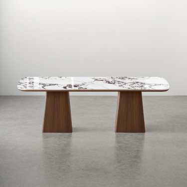 Rankin Rectangle Baugeli Sintered Stone Dining Table-Walnut-200/240CM