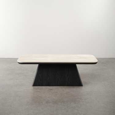 Merriwa Rectangle Travertine Sintered Stone Coffee Table-Black-120CM