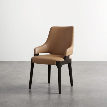 Fedoral Leather Dining Chair-Brown/Ivory